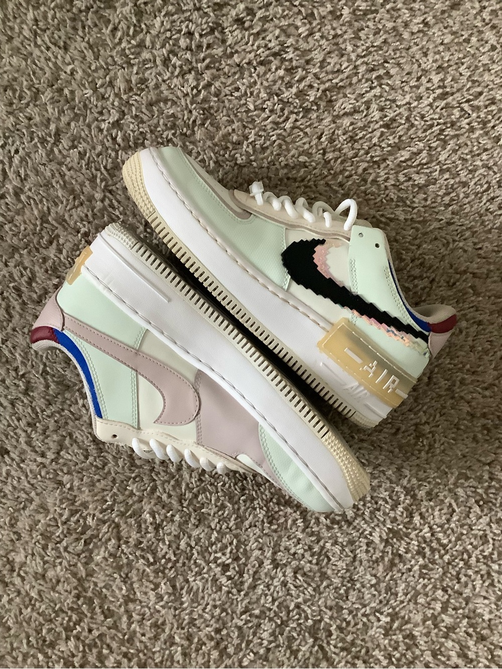 Nike Air Force 1 Shadow SE Barely Green Mint Pixel Swoosh